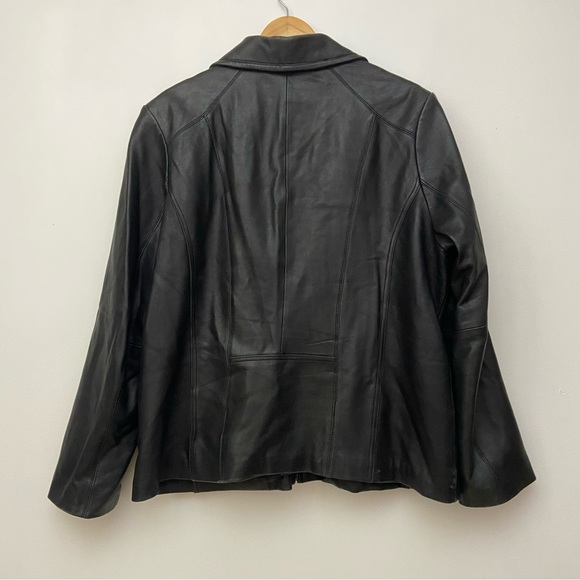 Wilson’s Leather Black Collared Zip Up Jacket - Picture 6 of 10